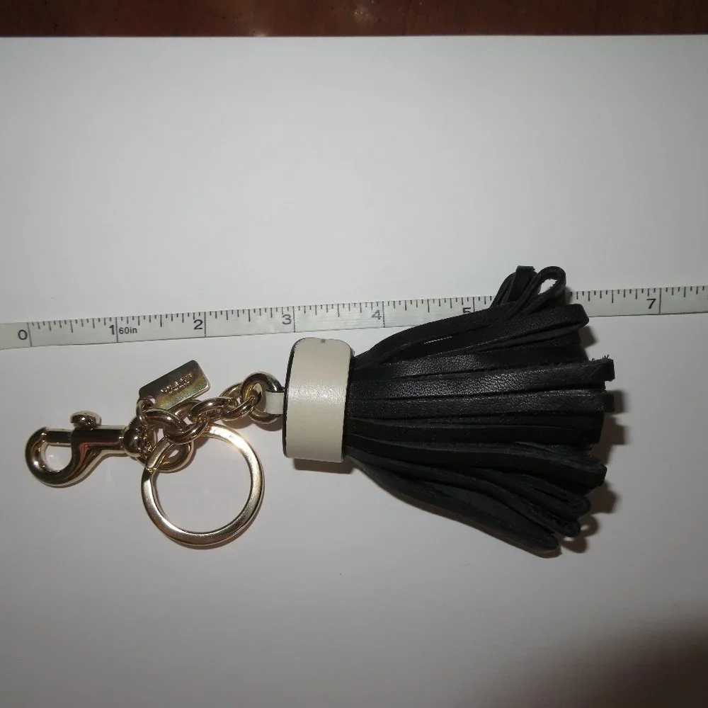 Coach Black And White Key Ring Tussle Key Fob Bag Charm